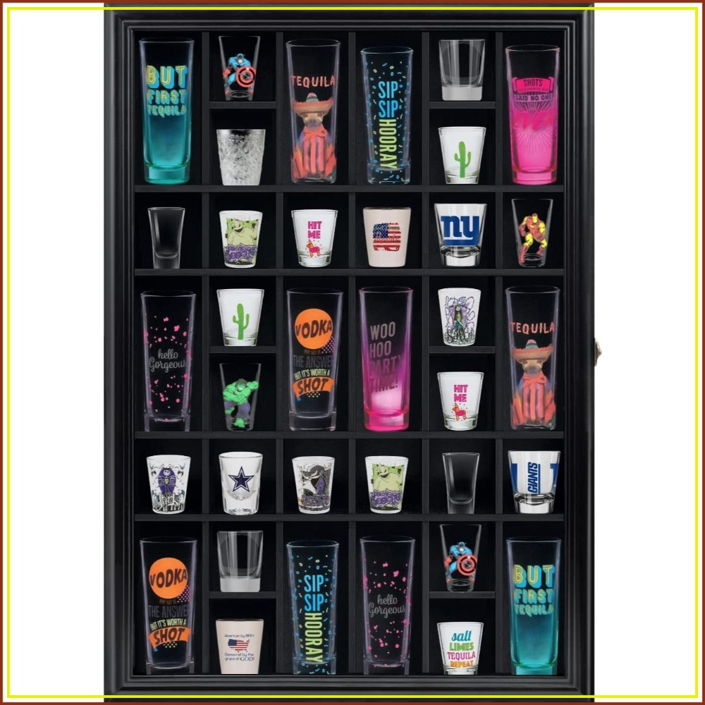 Glass Cabinet Display - Shot Glass Display Cabinet Solid Wood