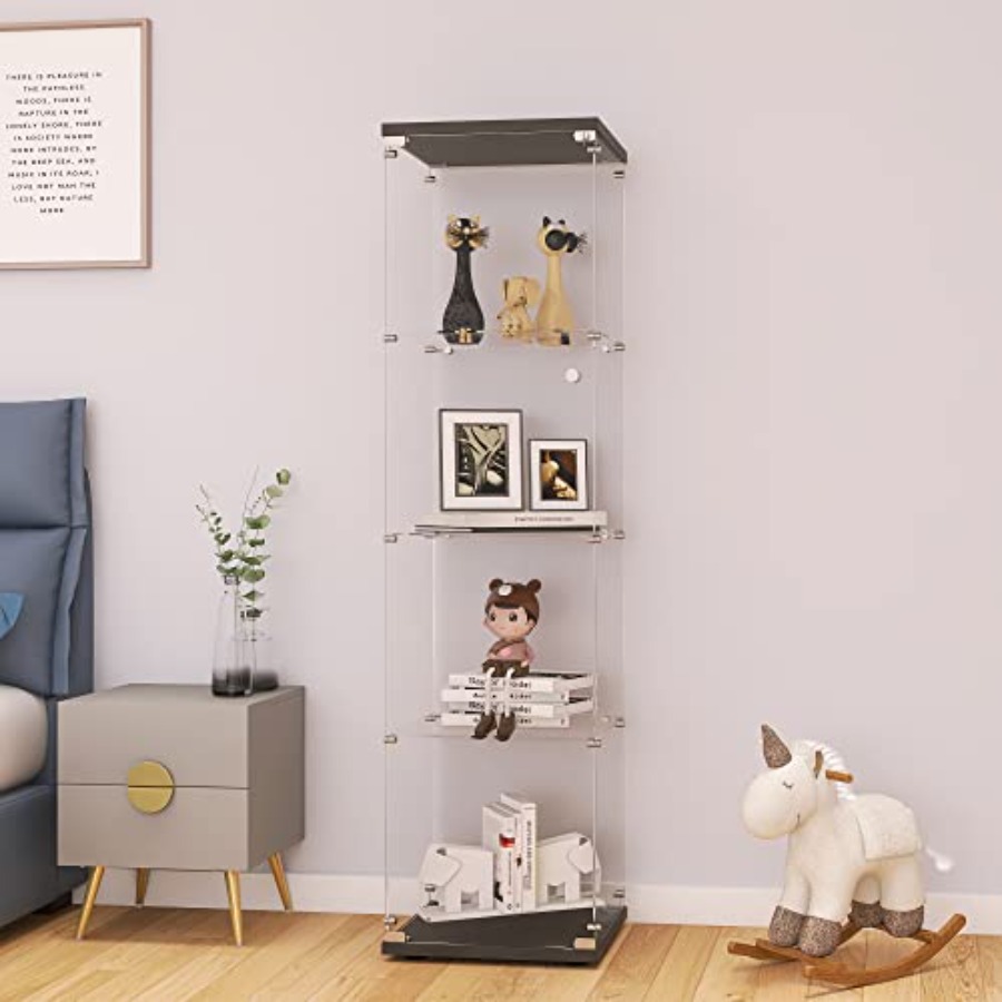 Glass Cabinet Display - Glass Display Cabinet 4-Shelf with Door