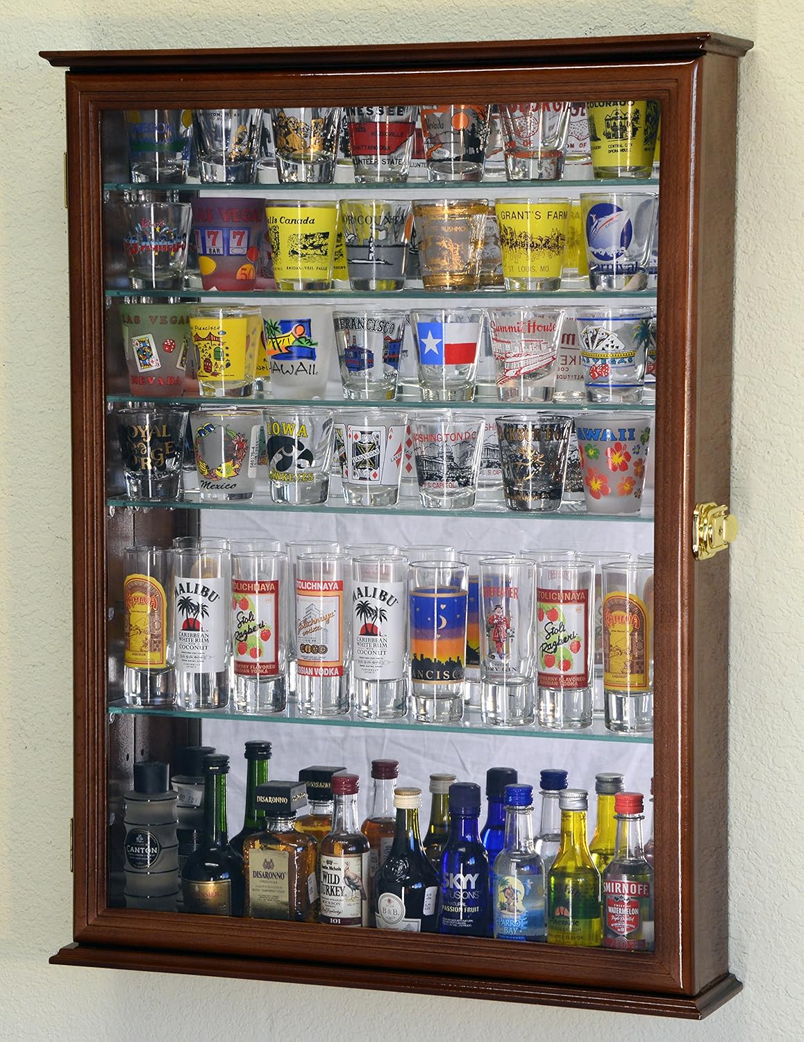Glass Cabinet Display - Large Mirror Backed and 7 Glass