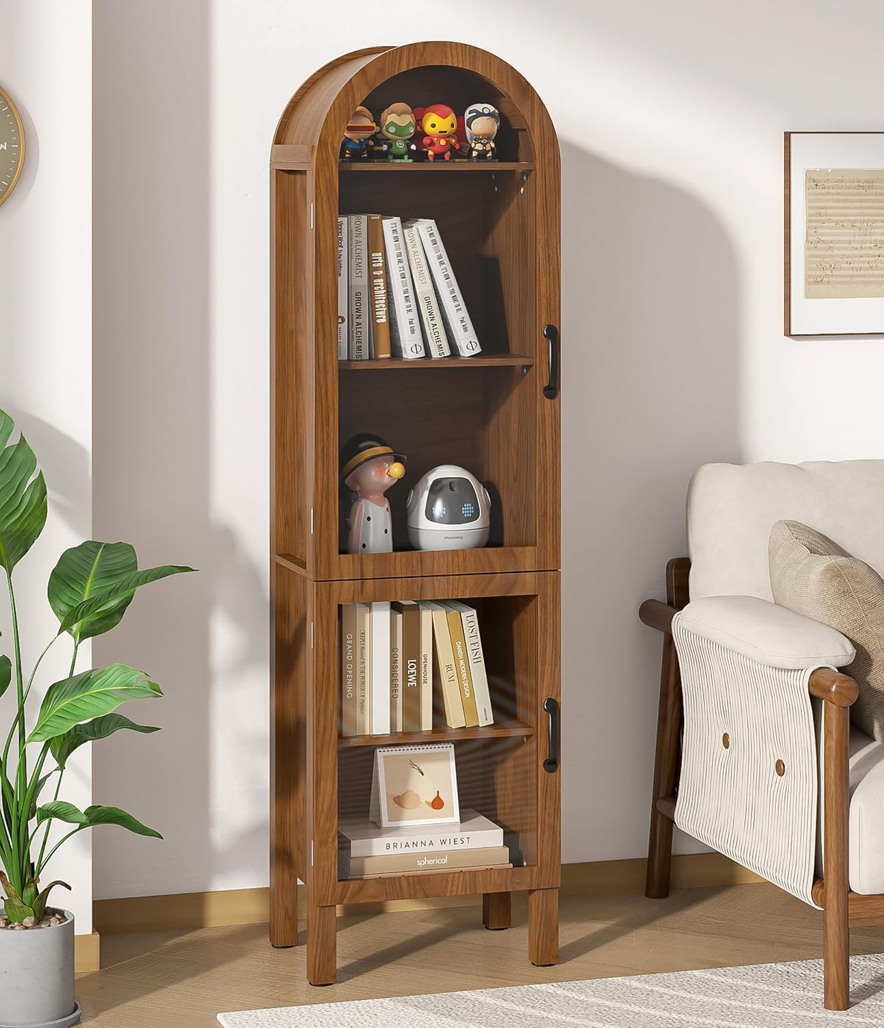 Glass Cabinet Display - 64.17 in Arched Display Cabinet with