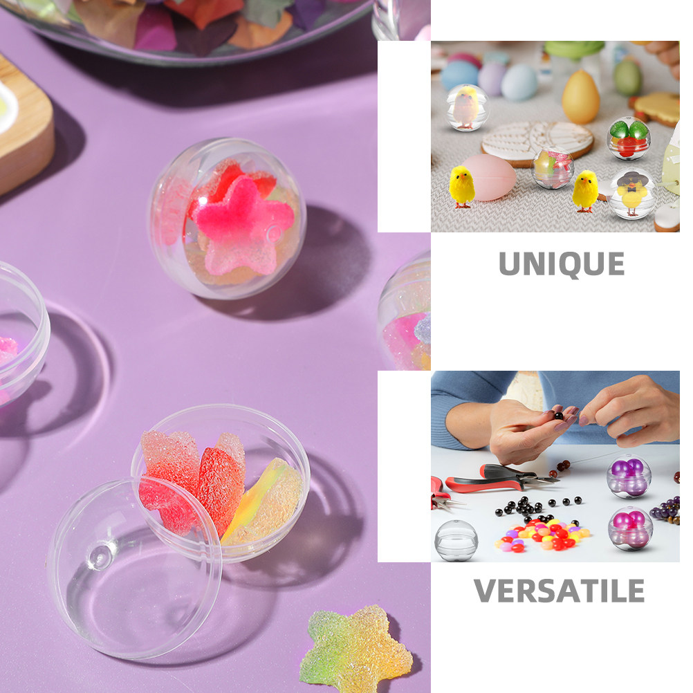 Prize Capsule Toy Machine - 50pcs Empty Clear Balls Capsule Vending