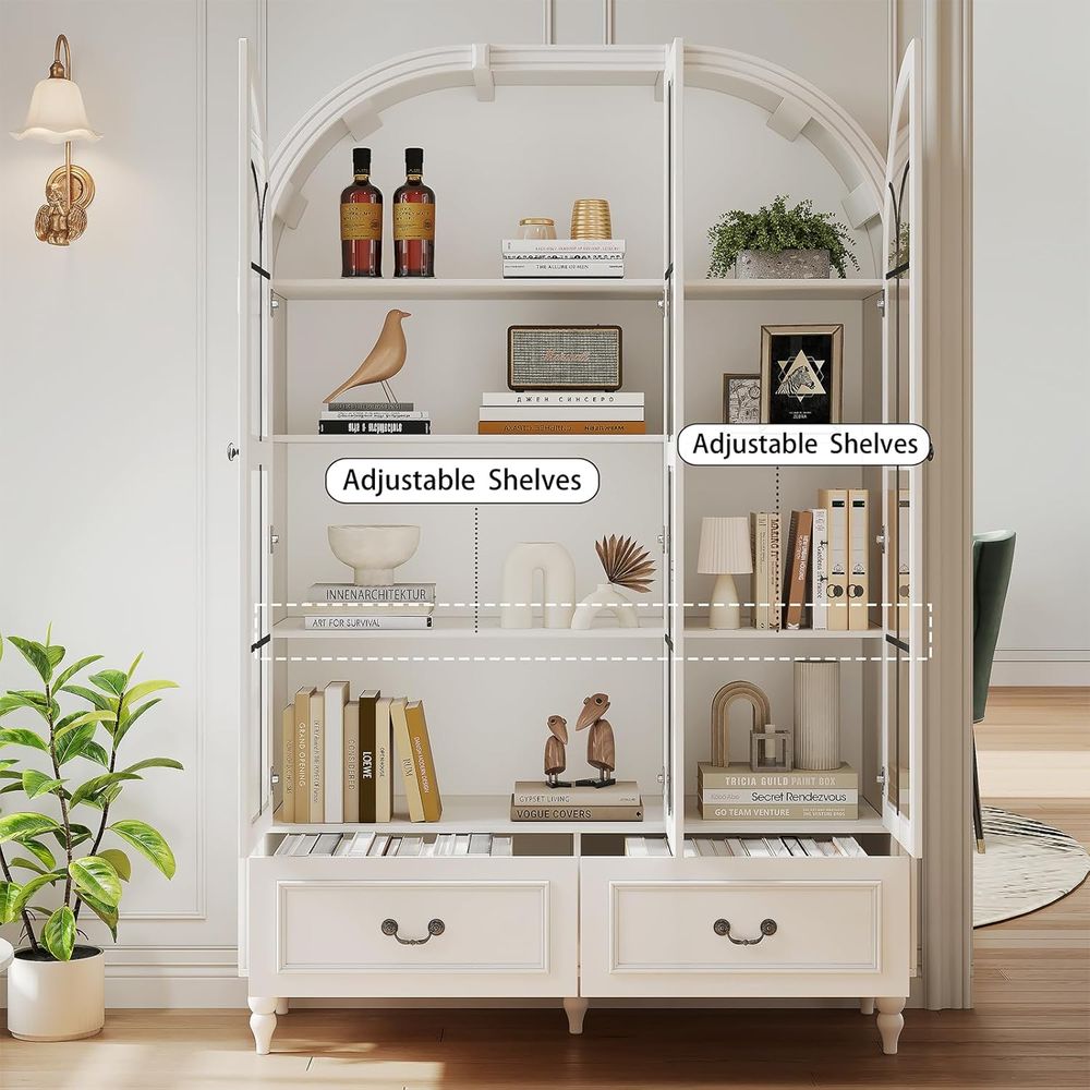 70.8 Tall Arched Kitchen Pantr - Glass Cabinet Display ulasan dan harga