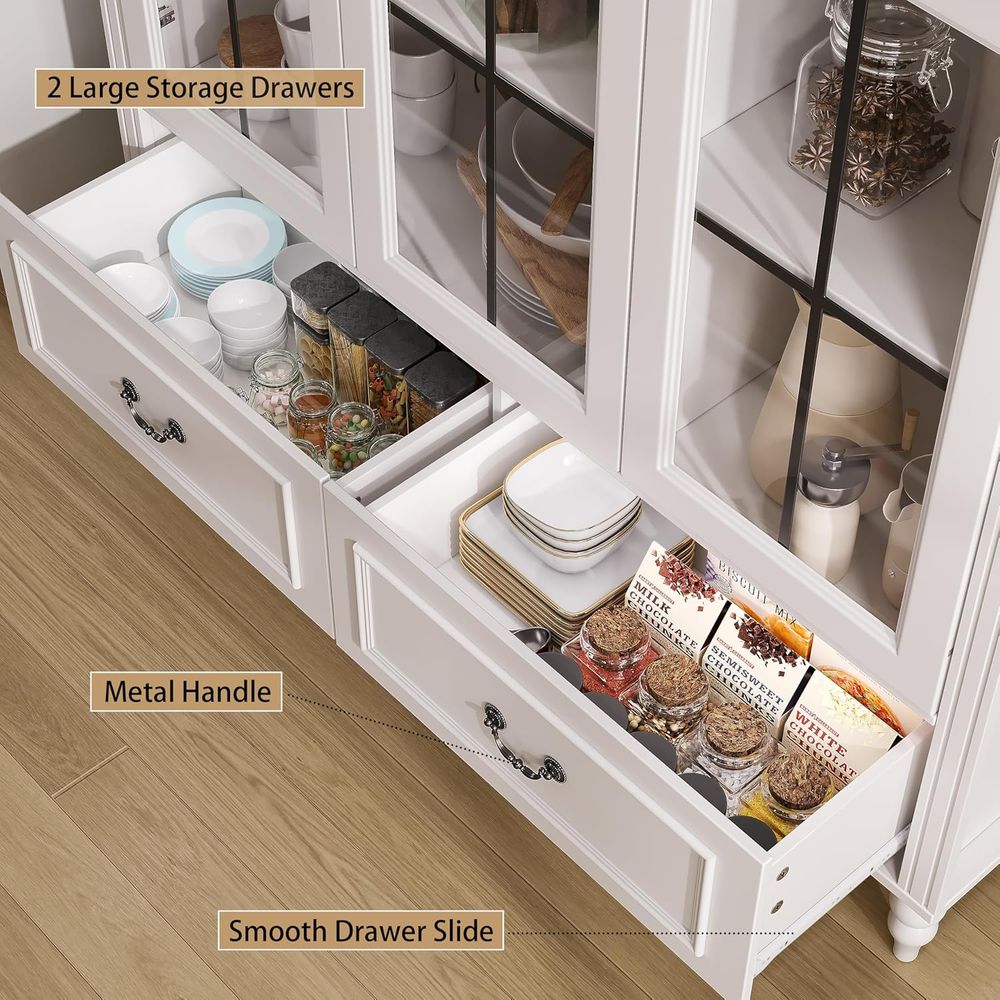 70.8 Tall Arched Kitchen Pantr - Glass Cabinet Display ulasan dan harga