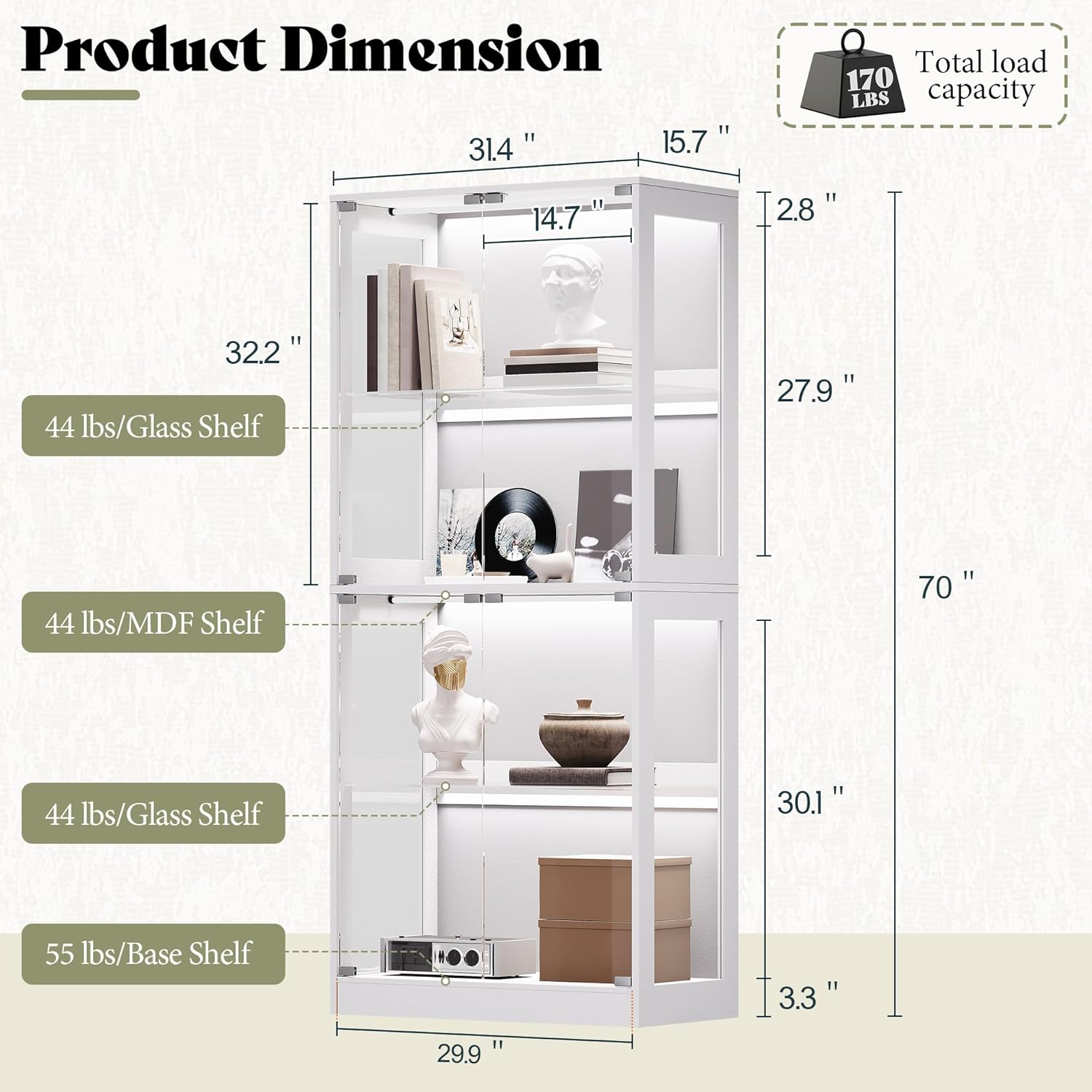 RGB Display Cabinet with Adjus - Glass Cabinet Display ulasan dan harga
