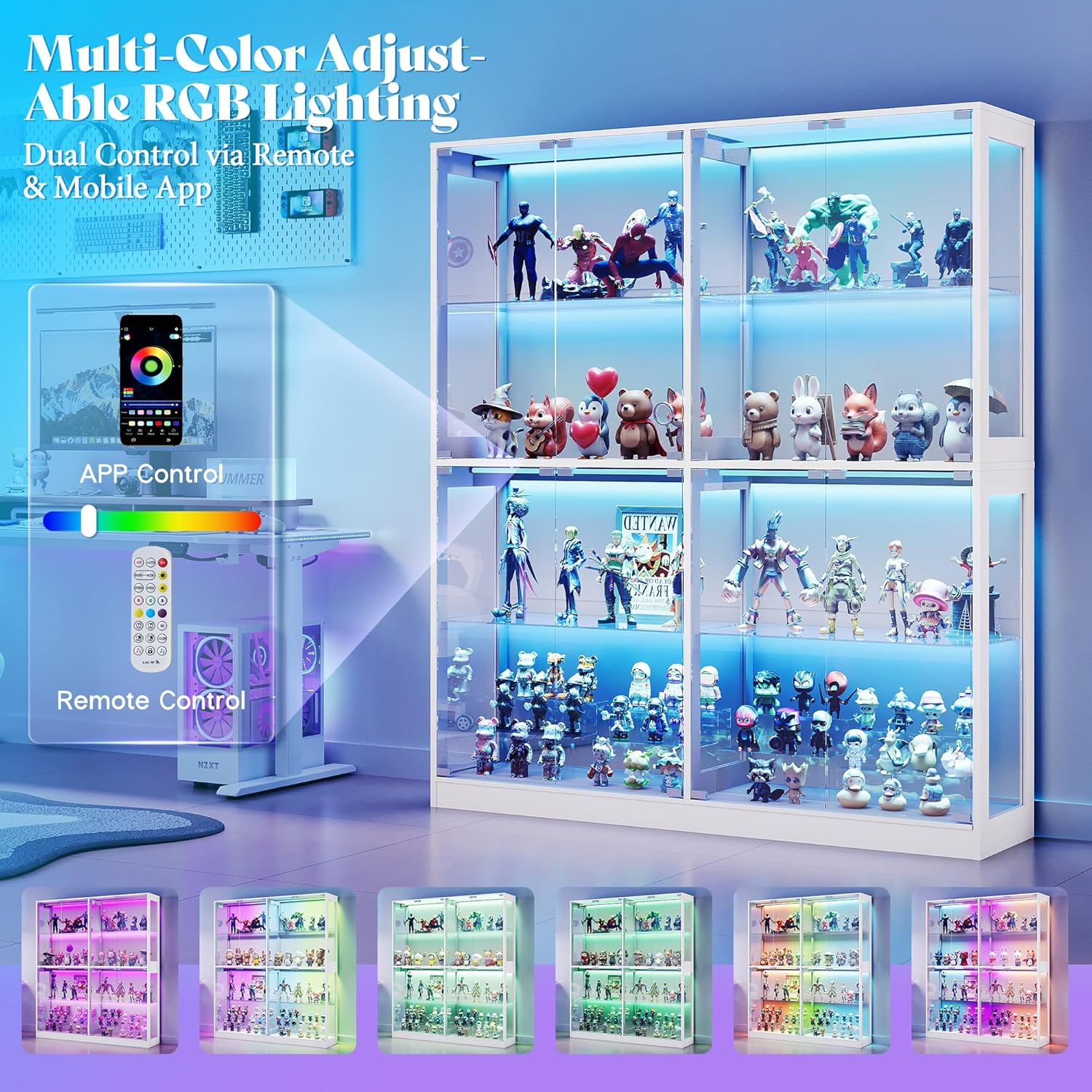 RGB Display Cabinet with Adjus - Glass Cabinet Display ulasan dan harga