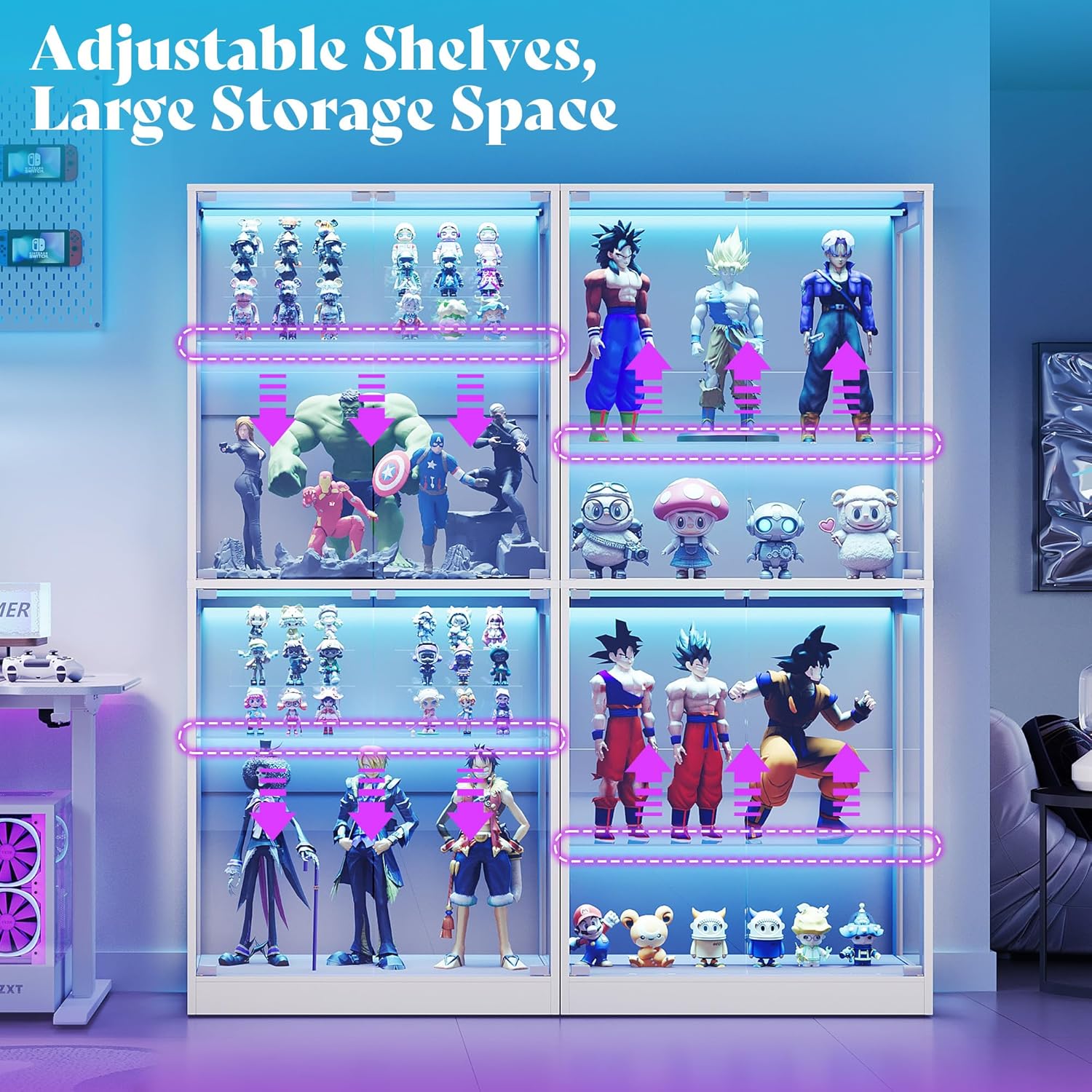 RGB Display Cabinet with Adjus - Glass Cabinet Display ulasan dan harga