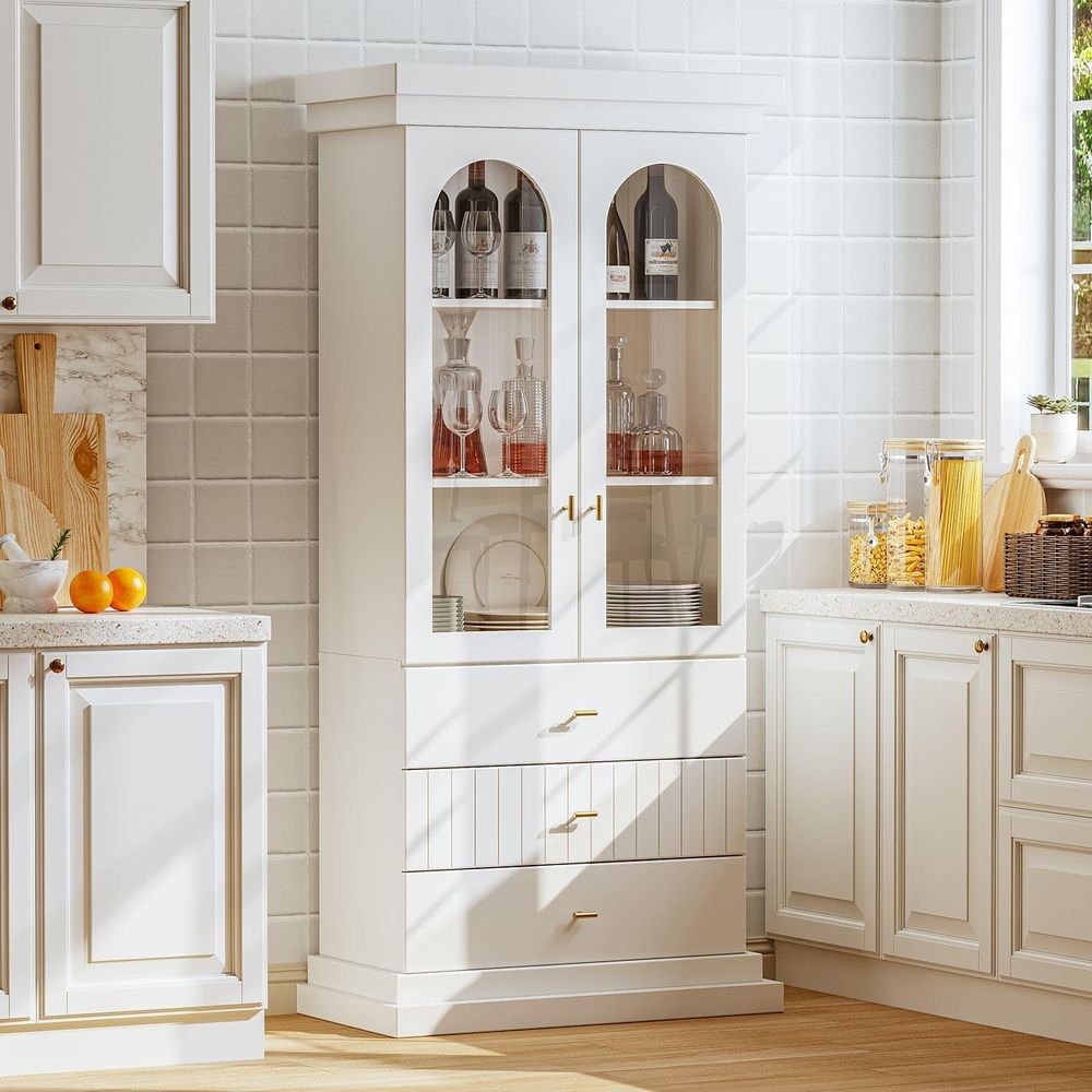 71 Arched Glass Door Kitchen C - Glass Cabinet Display ulasan dan harga