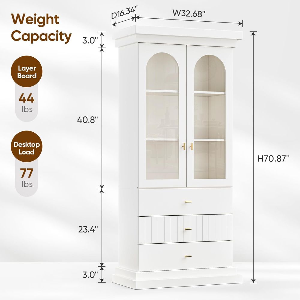 71 Arched Glass Door Kitchen C - Glass Cabinet Display ulasan dan harga