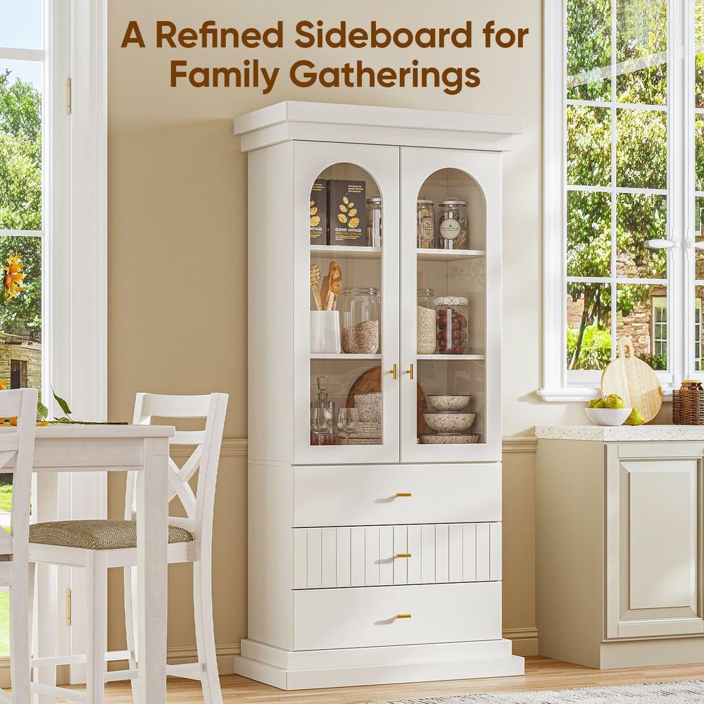 71 Arched Glass Door Kitchen C - Glass Cabinet Display ulasan dan harga