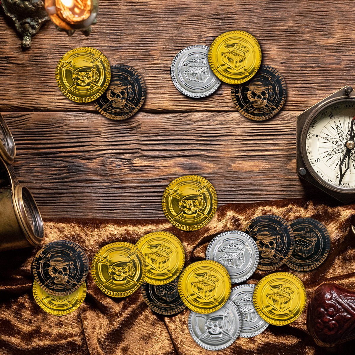 20/40pcs Pirate Coins Plastic  - Token Coin Mechanism ulasan dan harga