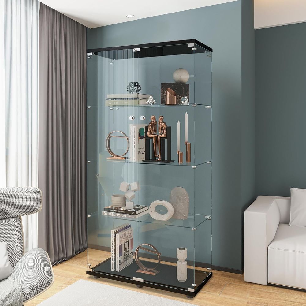 Black Floor Standing Glass Dis - Glass Cabinet Display ulasan dan harga
