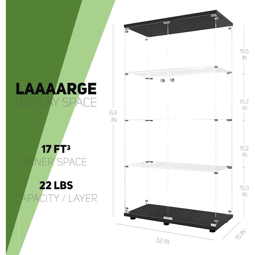 Black Floor Standing Glass Dis - Glass Cabinet Display ulasan dan harga