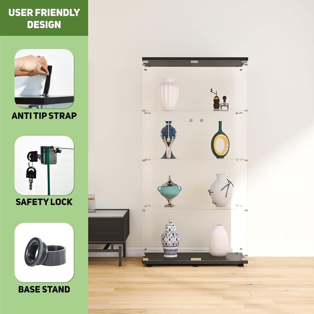 Black Floor Standing Glass Dis - Glass Cabinet Display ulasan dan harga