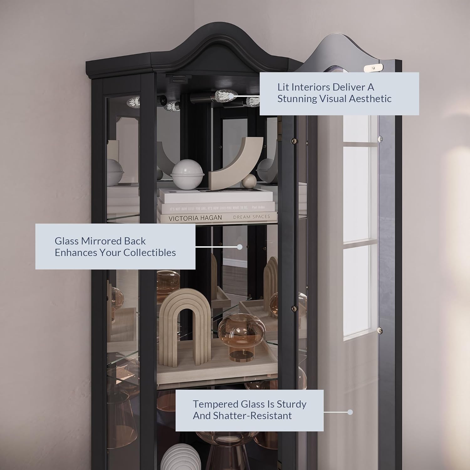 Lighted 3-Side Glass Display C - Glass Cabinet Display ulasan dan harga