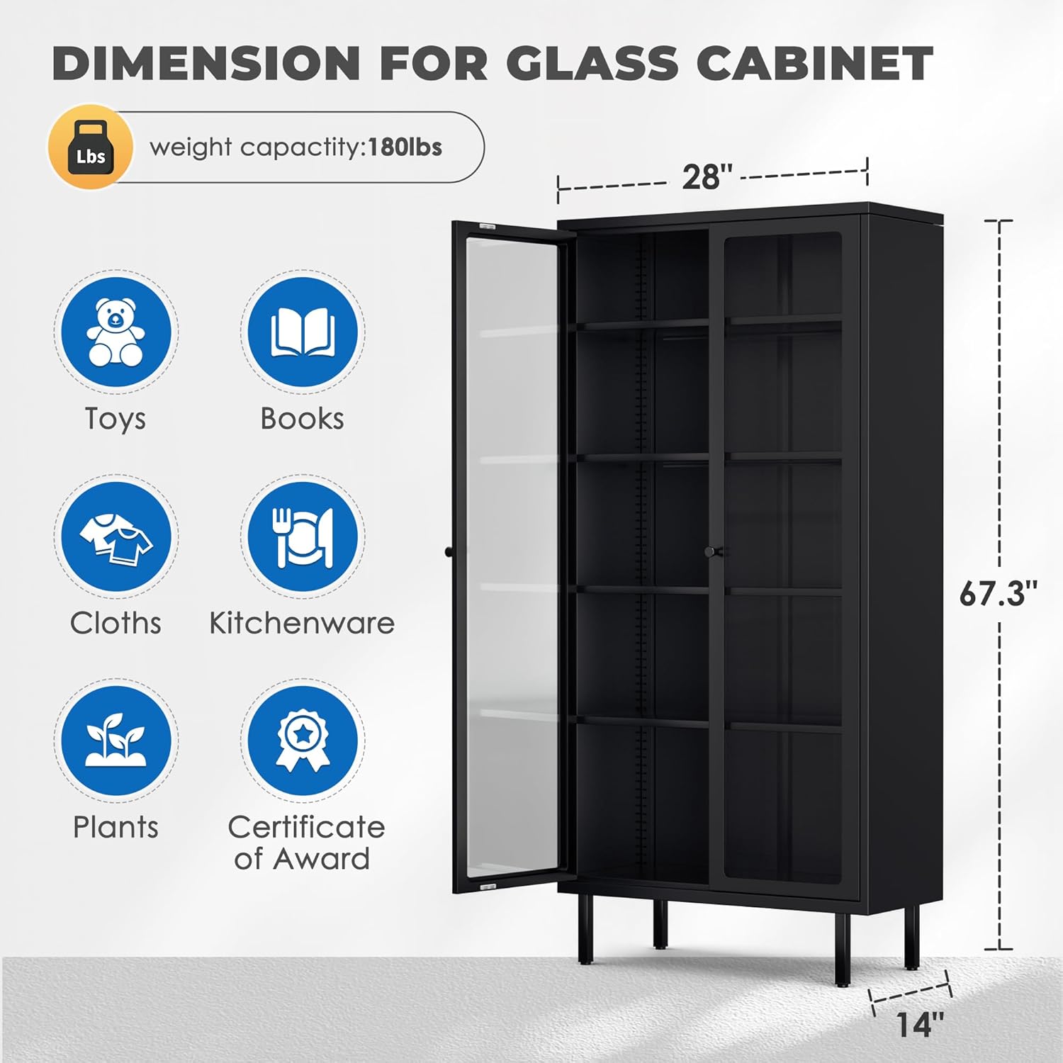 Glass Display Cabinet, Metal C - Glass Cabinet Display ulasan dan harga