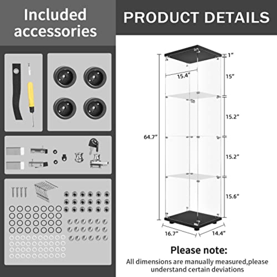 Glass Display Cabinet 4-Shelf  - Glass Cabinet Display ulasan dan harga