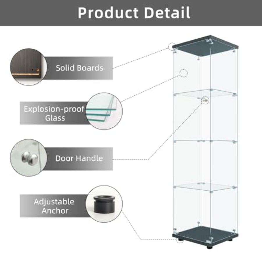 Glass Display Cabinet 4-Shelf  - Glass Cabinet Display ulasan dan harga