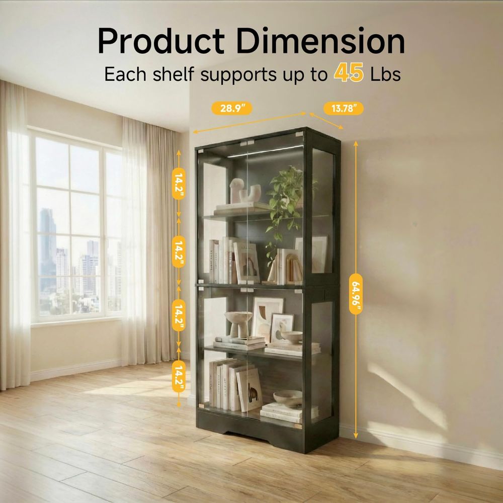 5.5ft Tall 2-Door Glass Displa - Glass Cabinet Display ulasan dan harga