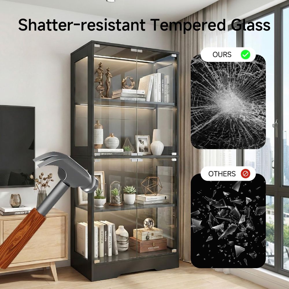 5.5ft Tall 2-Door Glass Displa - Glass Cabinet Display ulasan dan harga