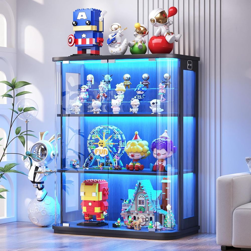3-Tier Glass Display Cabinet w - Glass Cabinet Display ulasan dan harga