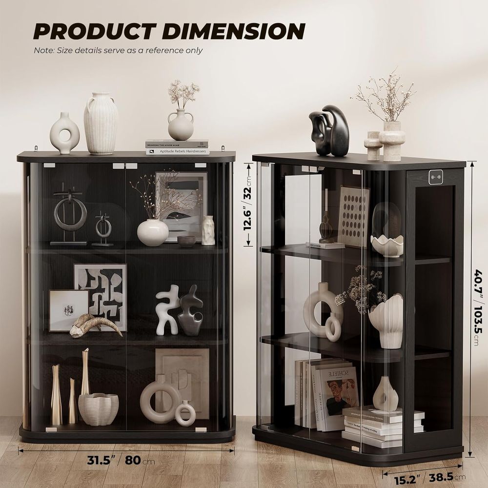 3-Tier Glass Display Cabinet w - Glass Cabinet Display ulasan dan harga