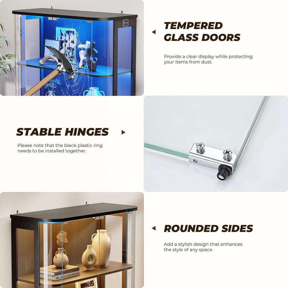 3-Tier Glass Display Cabinet w - Glass Cabinet Display ulasan dan harga