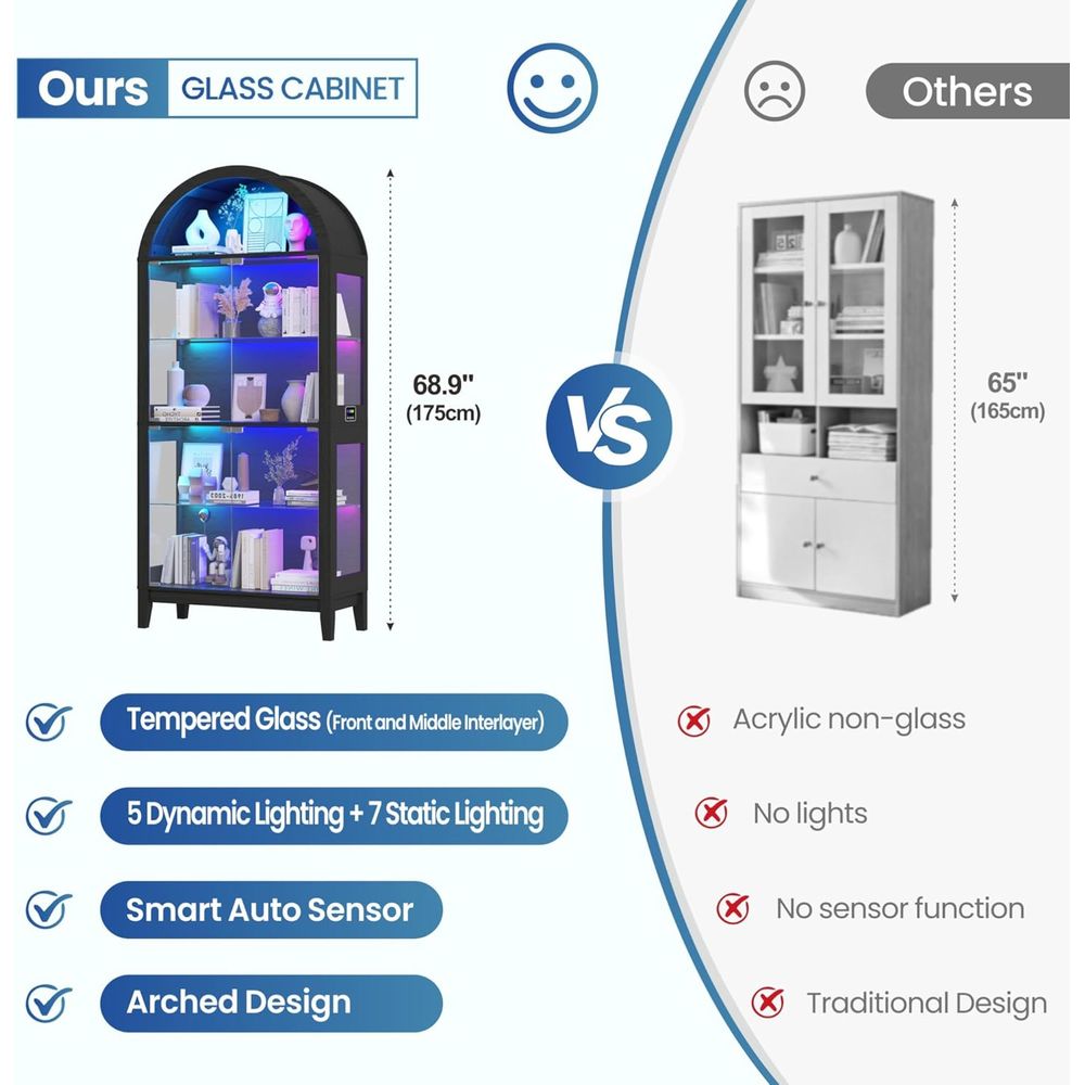 68.9 Arched 5-Tier Display Cab - Glass Cabinet Display ulasan dan harga