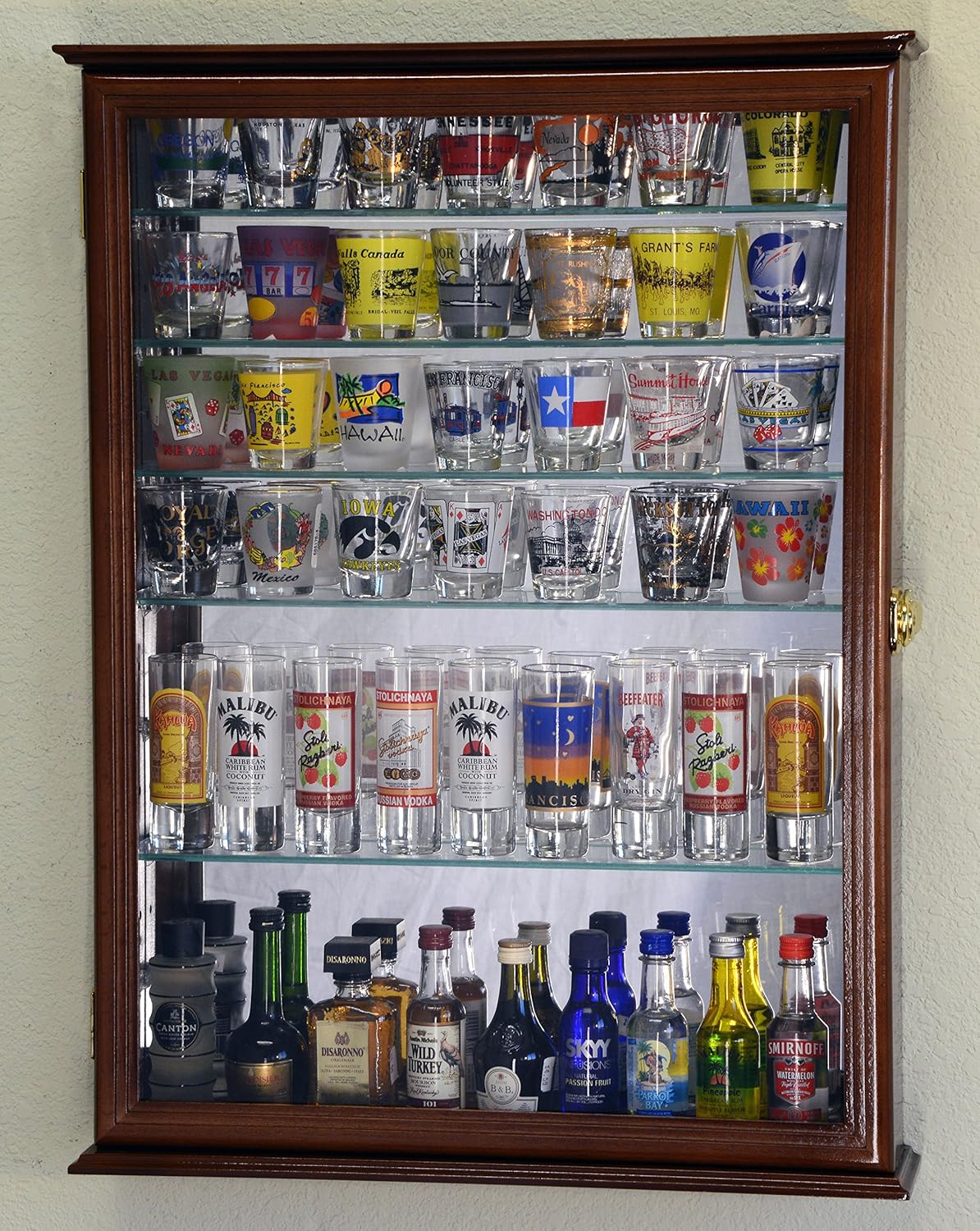 Large Mirror Backed and 7 Glas - Glass Cabinet Display ulasan dan harga