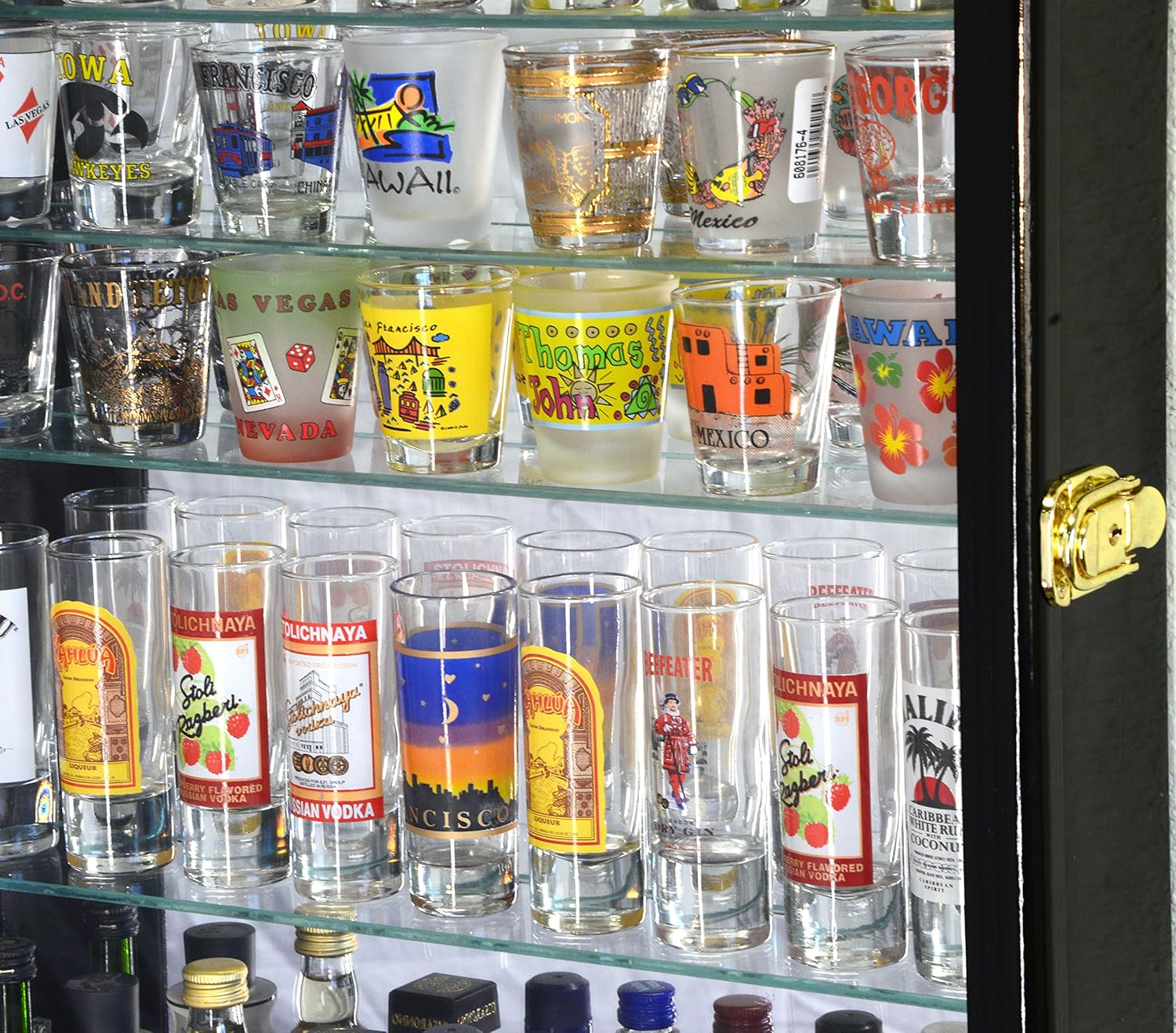 Large Mirror Backed and 7 Glas - Glass Cabinet Display ulasan dan harga