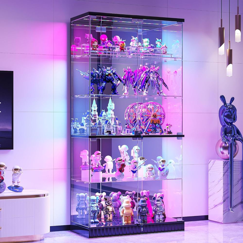 LED-Illuminated 5-Tier Lockabl - Glass Cabinet Display ulasan dan harga
