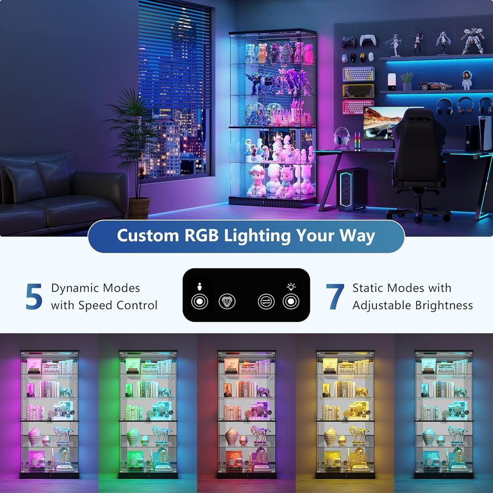 LED-Illuminated 5-Tier Lockabl - Glass Cabinet Display ulasan dan harga