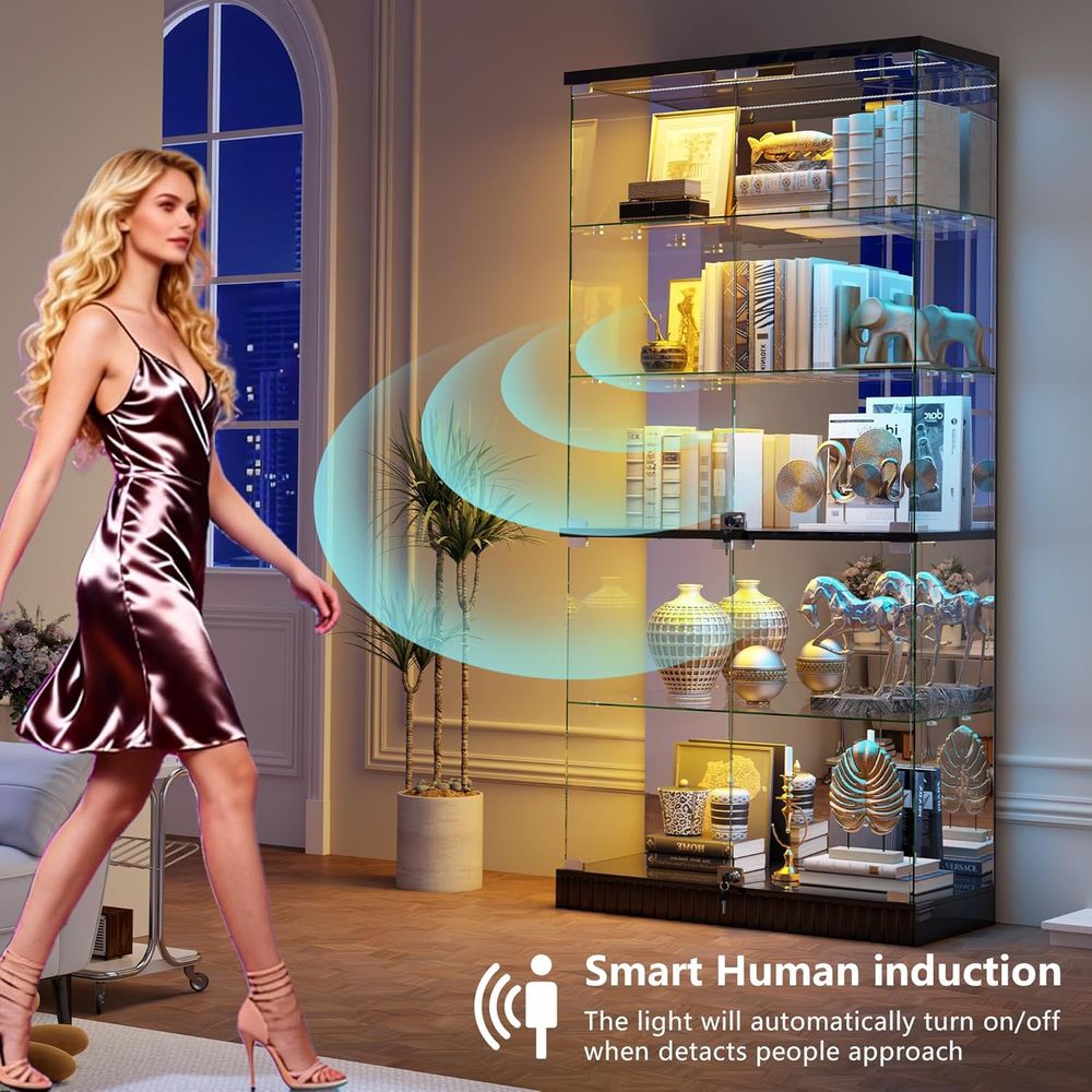 LED-Illuminated 5-Tier Lockabl - Glass Cabinet Display ulasan dan harga