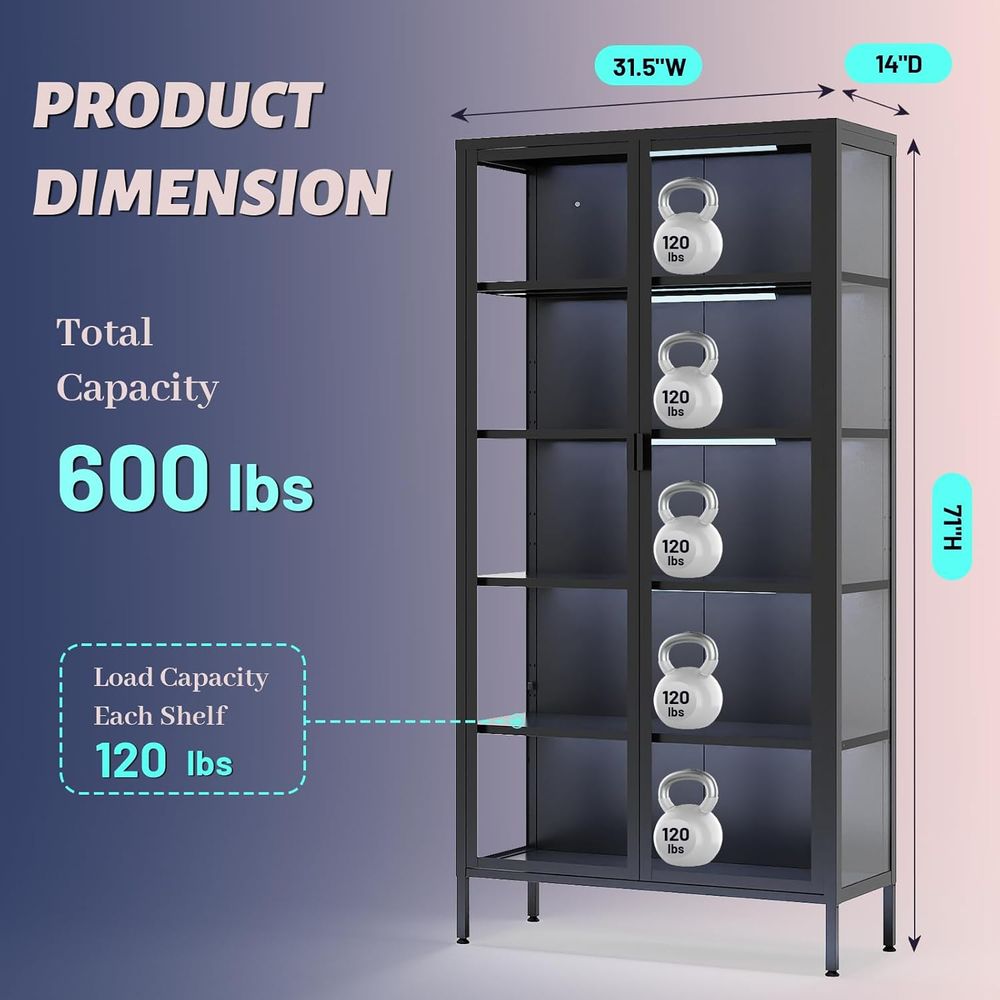 71 High Glass Curio Cabinet wi - Glass Cabinet Display ulasan dan harga