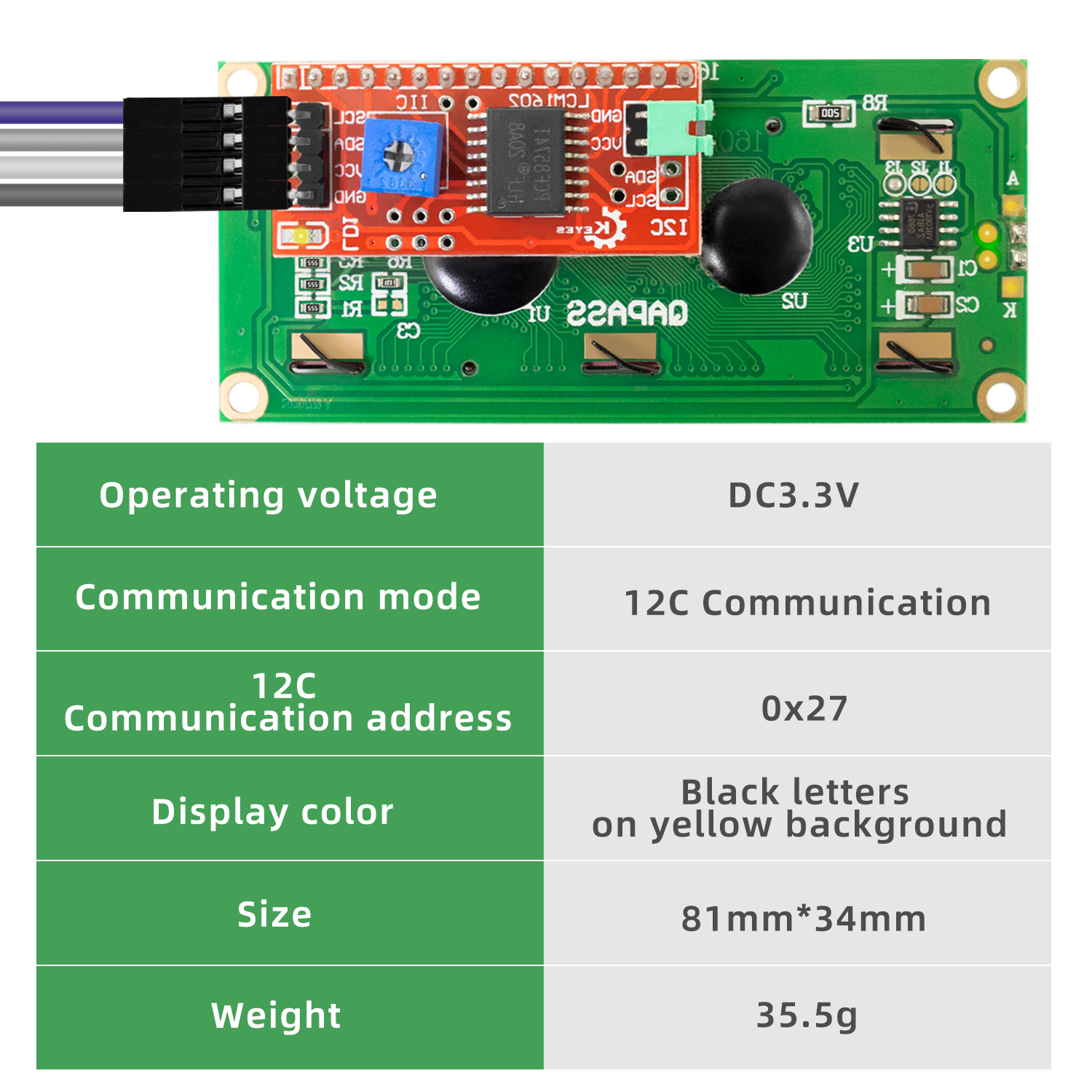 KEYES DC 3.3V LCD1602+I2C Modu - Arduino Vending Machine Project ulasan dan harga