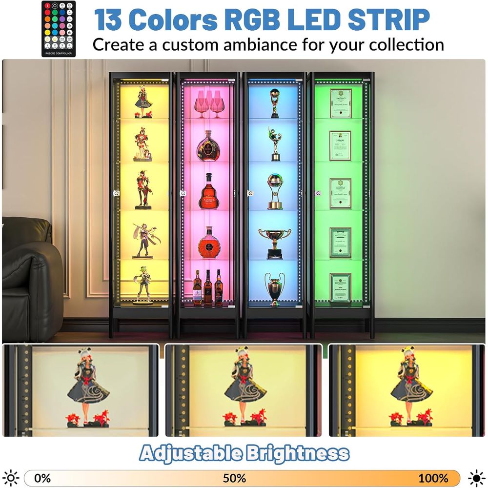 5-Tier Glass Display Cabinet w - Glass Cabinet Display ulasan dan harga