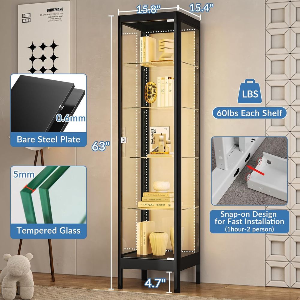 5-Tier Glass Display Cabinet w - Glass Cabinet Display ulasan dan harga